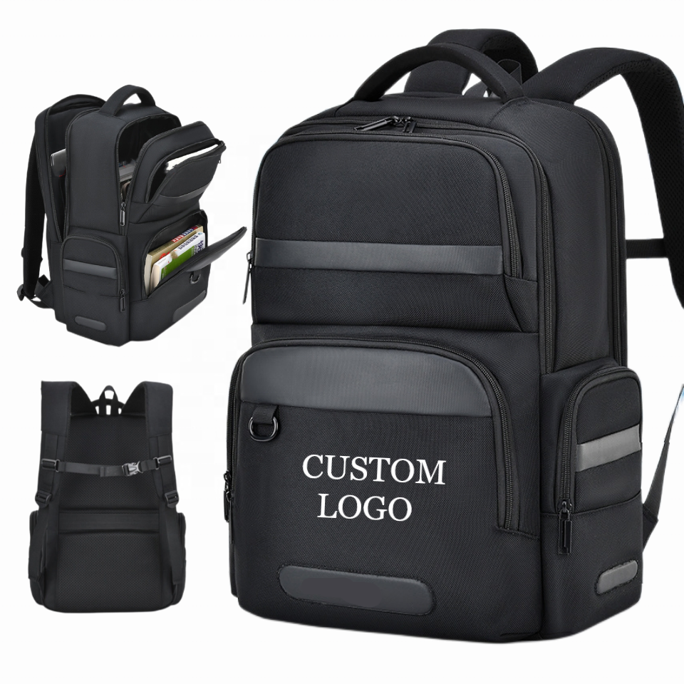 Black multi-compartment travel backpack · BG-MS-2114976005