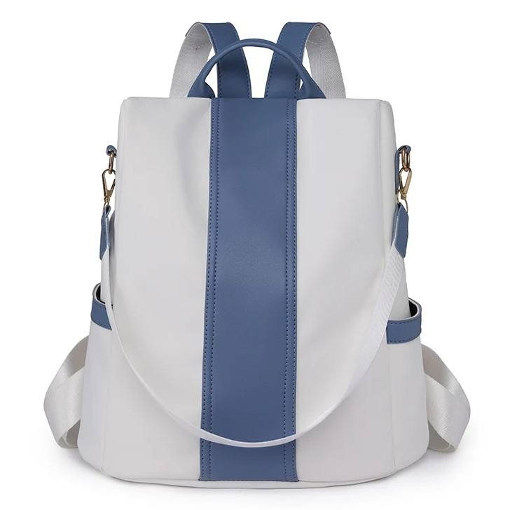 White-and-blue school backpack · BG-MS-2118531495