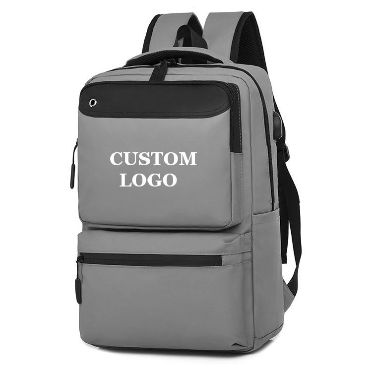 Grey front-zip school backpack · BG-MS-2119633685