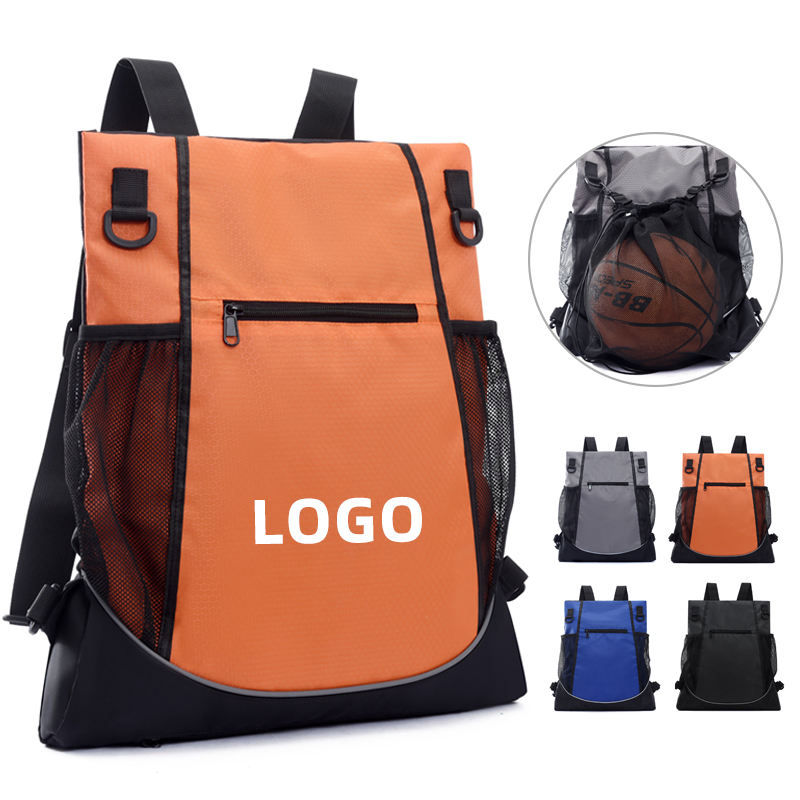 Orange-and-black roll-top sports backpack · BG-MS-2120171255