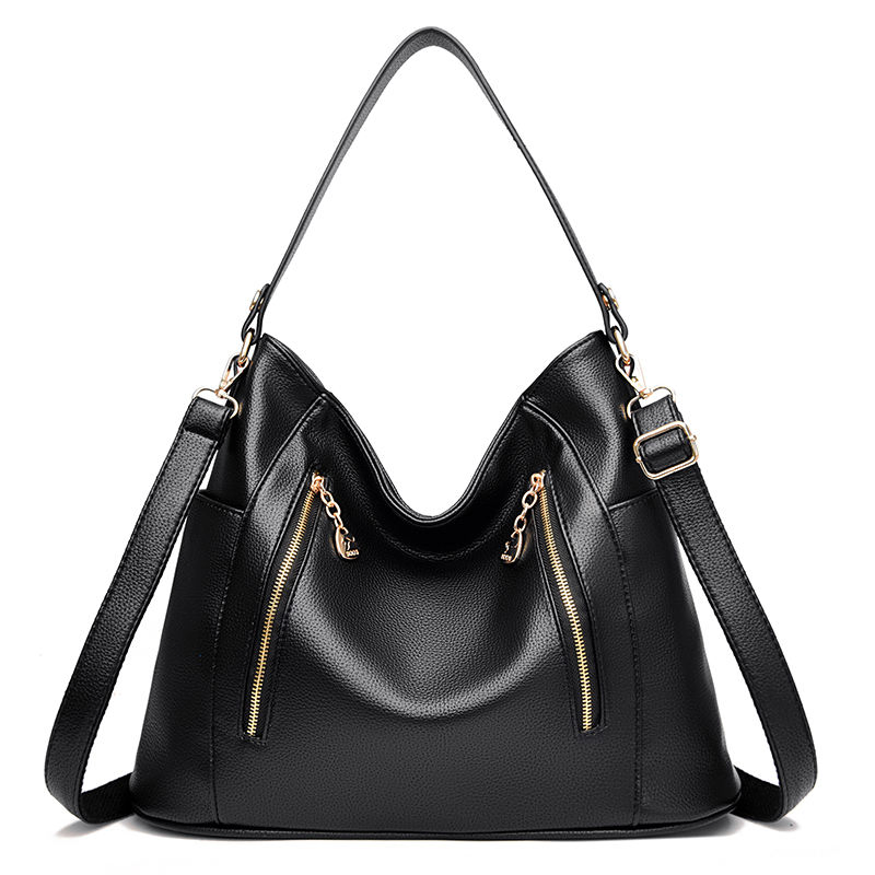 Black wide-mouth crescent shoulder bag · BG-MS-2120233985