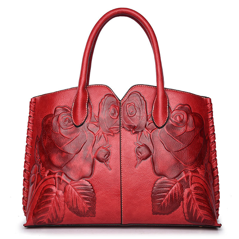 Red embossed business handbag · BG-MS-2120442705