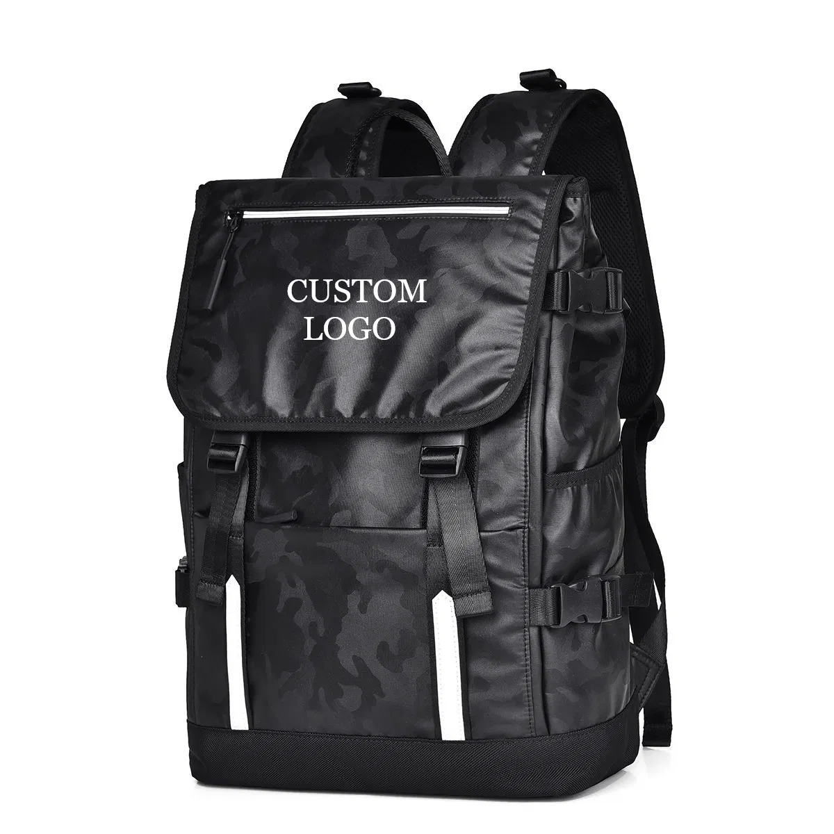 Black patterned tall backpack · BG-MS-2120880935