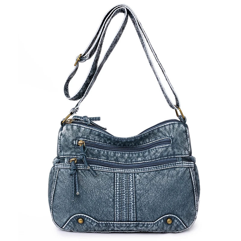 Blue denim crescent shoulder bag · BG-MS-2122798425