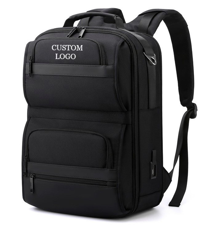 Black large-front-pocket commuter backpack · BG-MS-2124986405