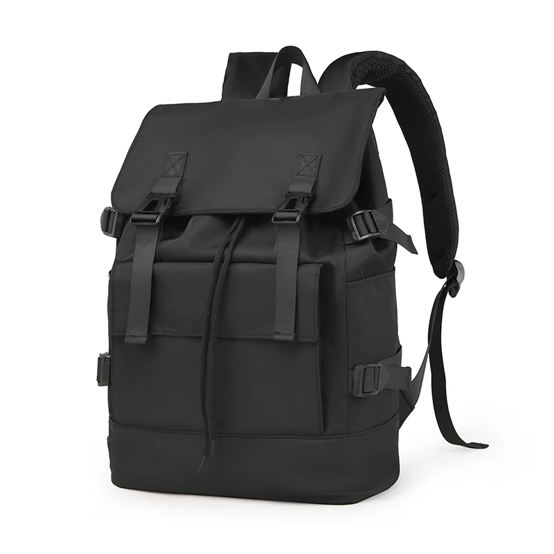 Black webbing roll-top backpack · BG-MS-2126584675