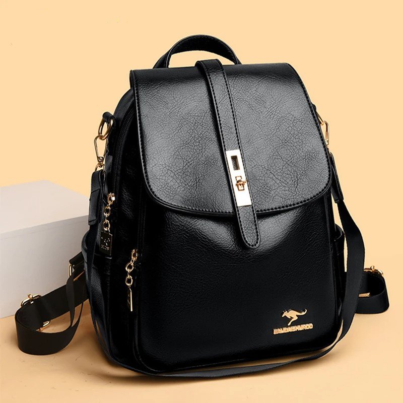 Black tassel-flap women's backpack · BG-MS-2139025345