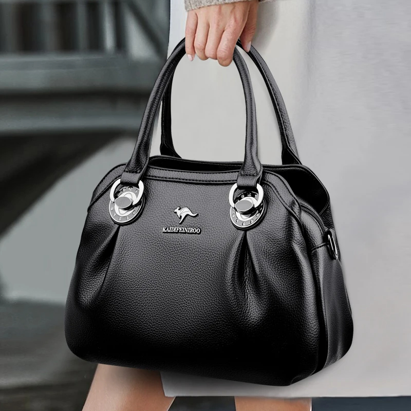 Black ruched double-handle handbag · BG-MS-2146130955