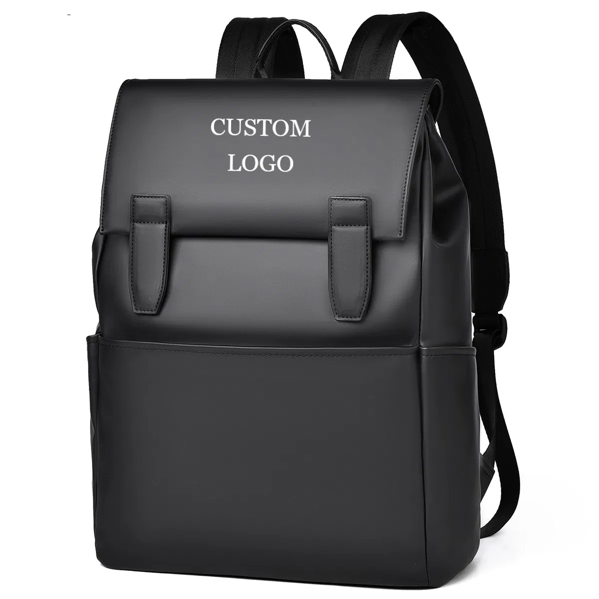 Black front-flap business laptop backpack · BG-MS-2156966975