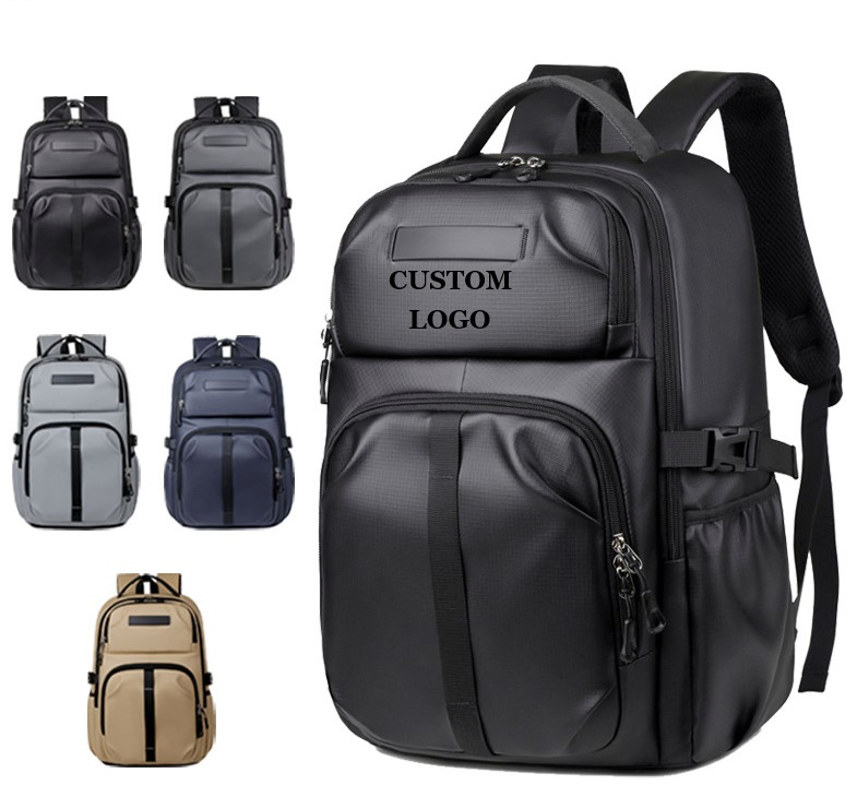 Black multiple-front-pocket laptop backpack · BG-MS-2161809765