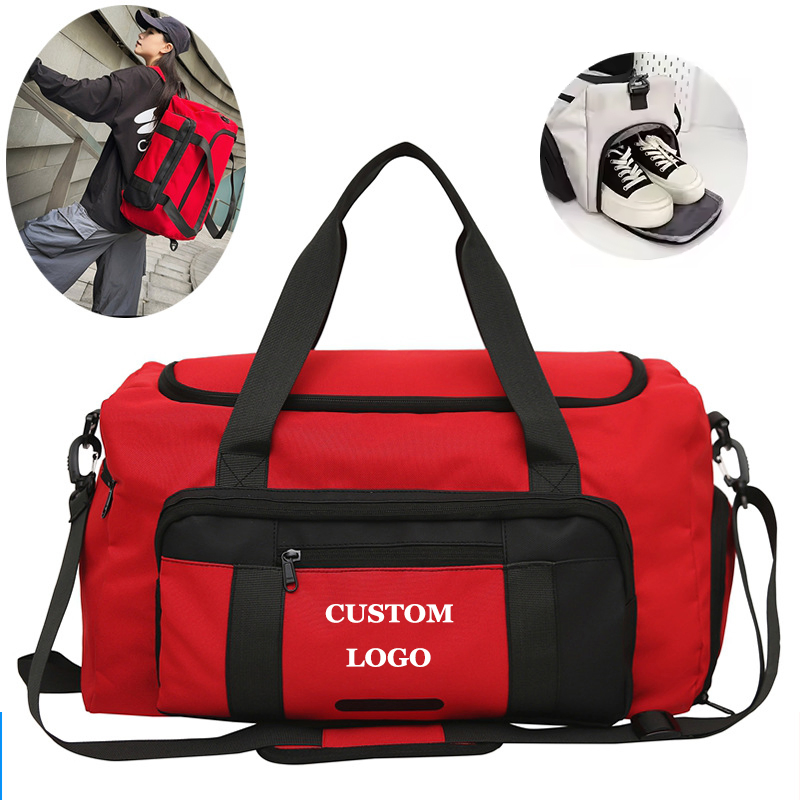 Red pocketed gym duffel bag · BG-MS-2169264975
