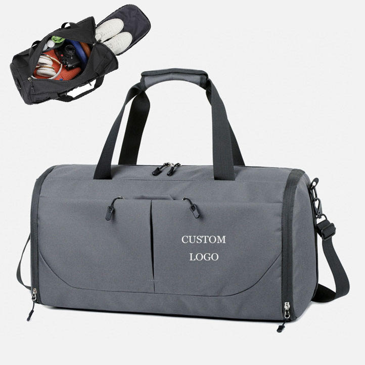 Grey cylindrical sports duffel bag · BG-MS-2175118115