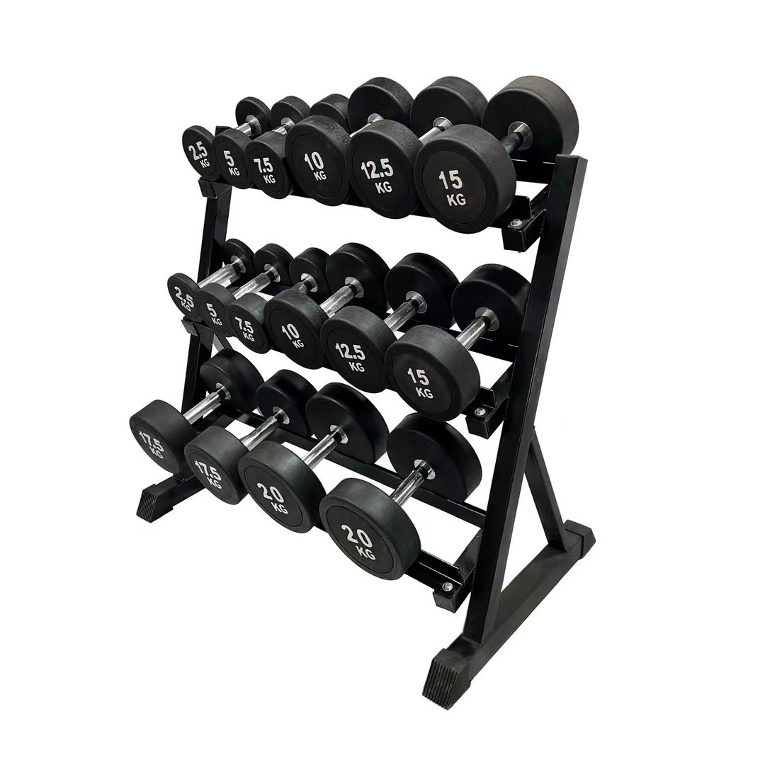 Round Head Rubber Coated Dumbbells,Solid Cast Iron Non-Slip Fixed Weights · WZB-018