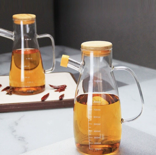 Graduated glass oil pot with handle · HJ-013