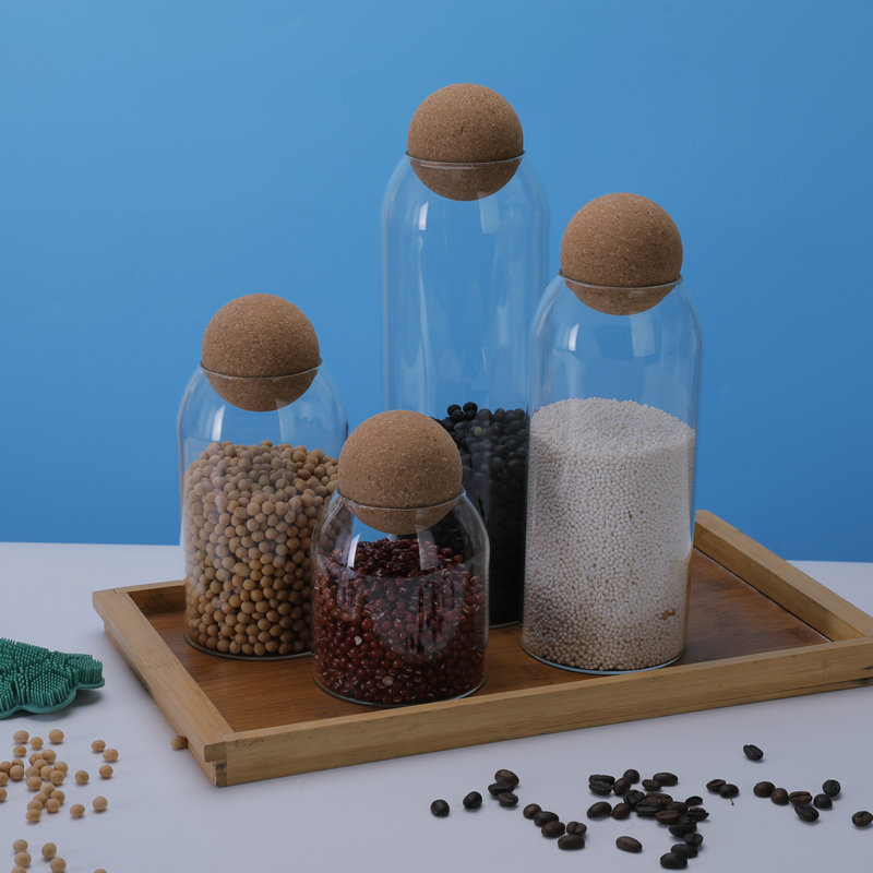 Long-neck glass storage bottle with ball-shaped cork · HJ-058