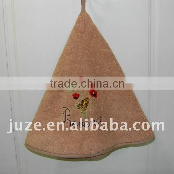 Bound-edge round terry hand towel · GY-079