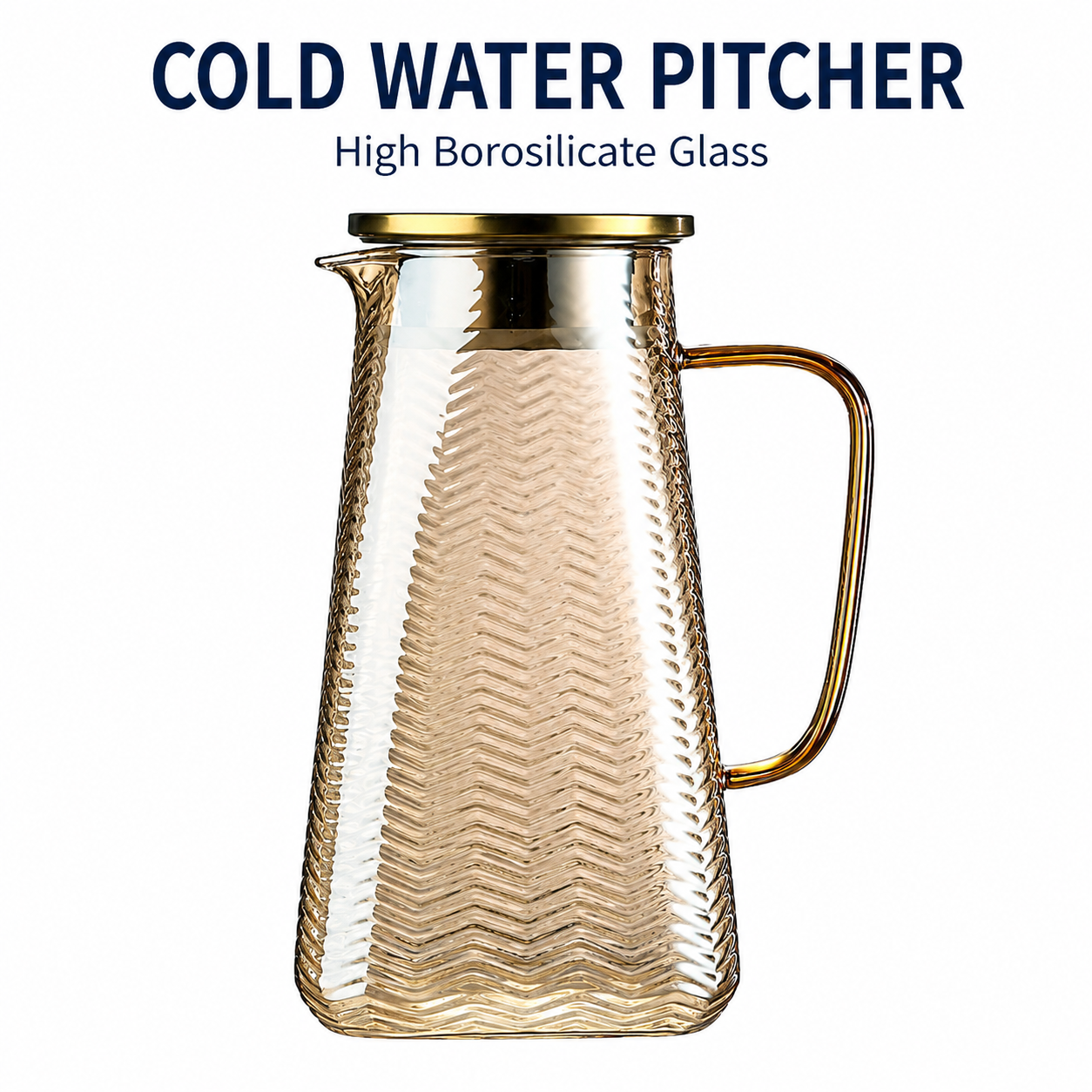 Tapered glass pitcher with chevron relief · HJ-036