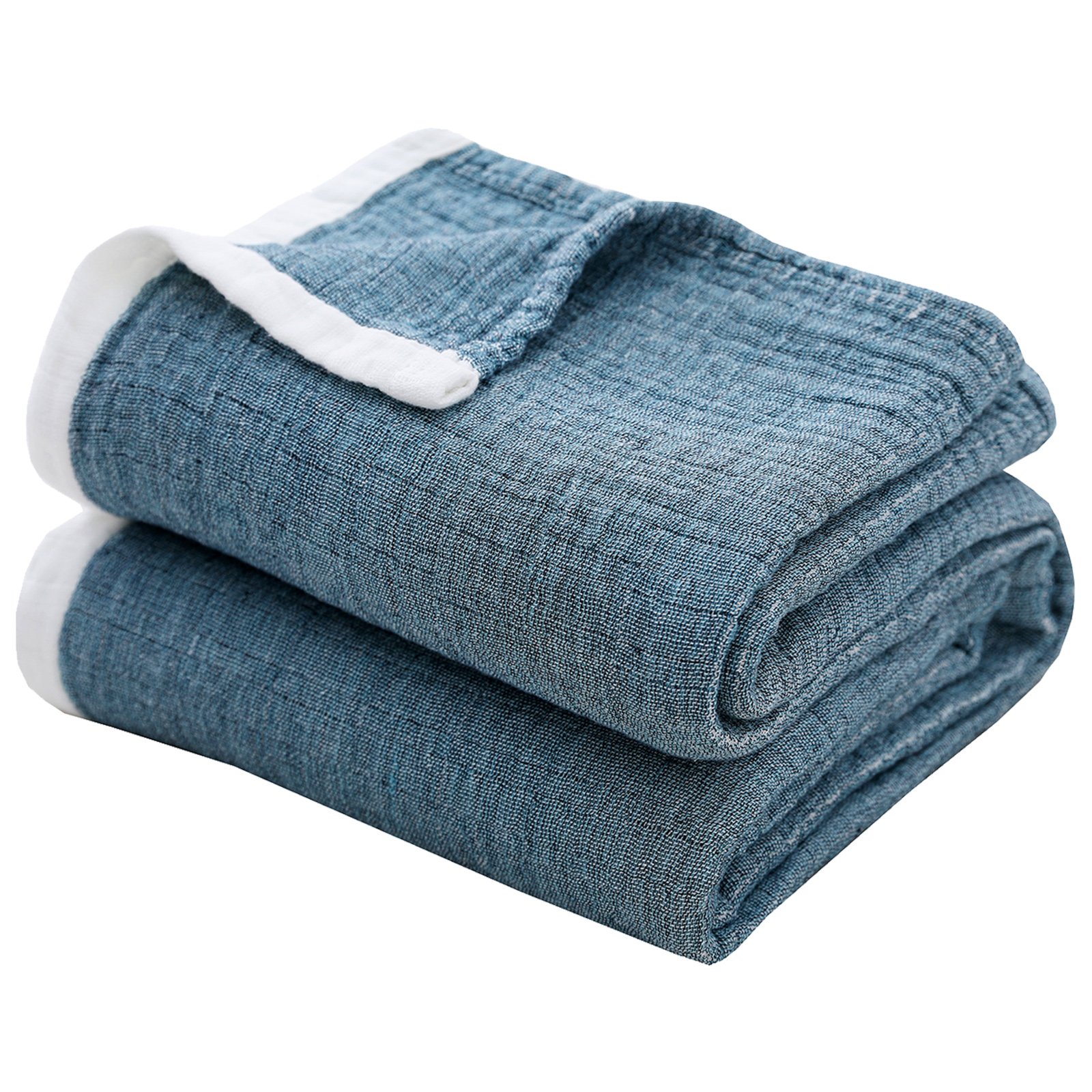 Cotton muslin blanket with contrast binding · GY-031