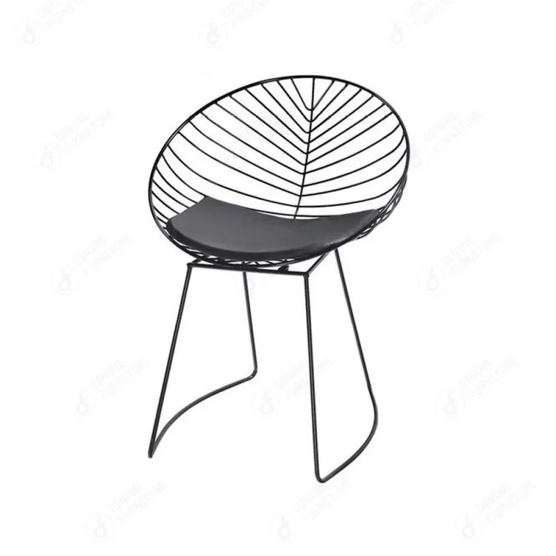 Round-seat wire dining chair with leaf-vein back DC-W05 · XH-061