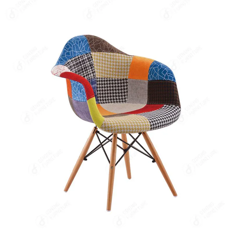 Wraparound-shell chair on braced wooden legs DC-F02 · XH-053