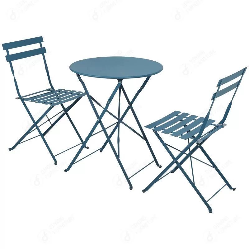 Round table and slatted folding chairs, group display DT-T08 · XH-067