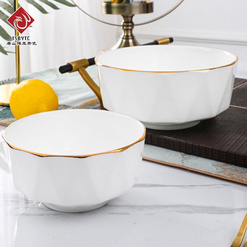 Faceted round bone china bowl · TS-023