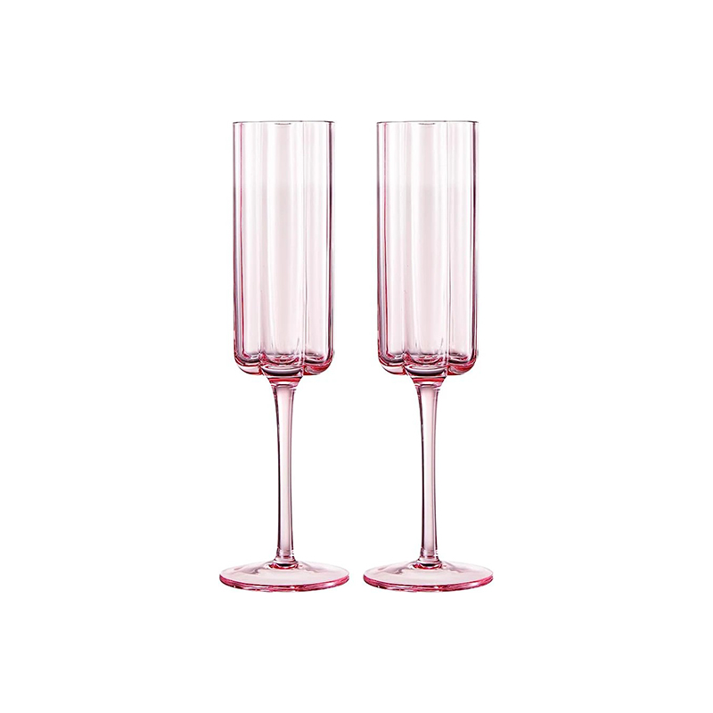Ribbed column-bowl champagne flute · HJ-089