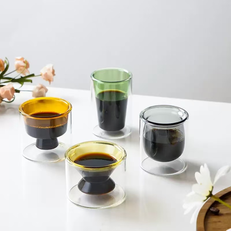 Double-wall espresso glass with funnel-shaped inner bowl · HJ-023