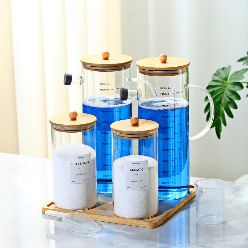 Graduated glass household storage jar with side handle · HJ-045