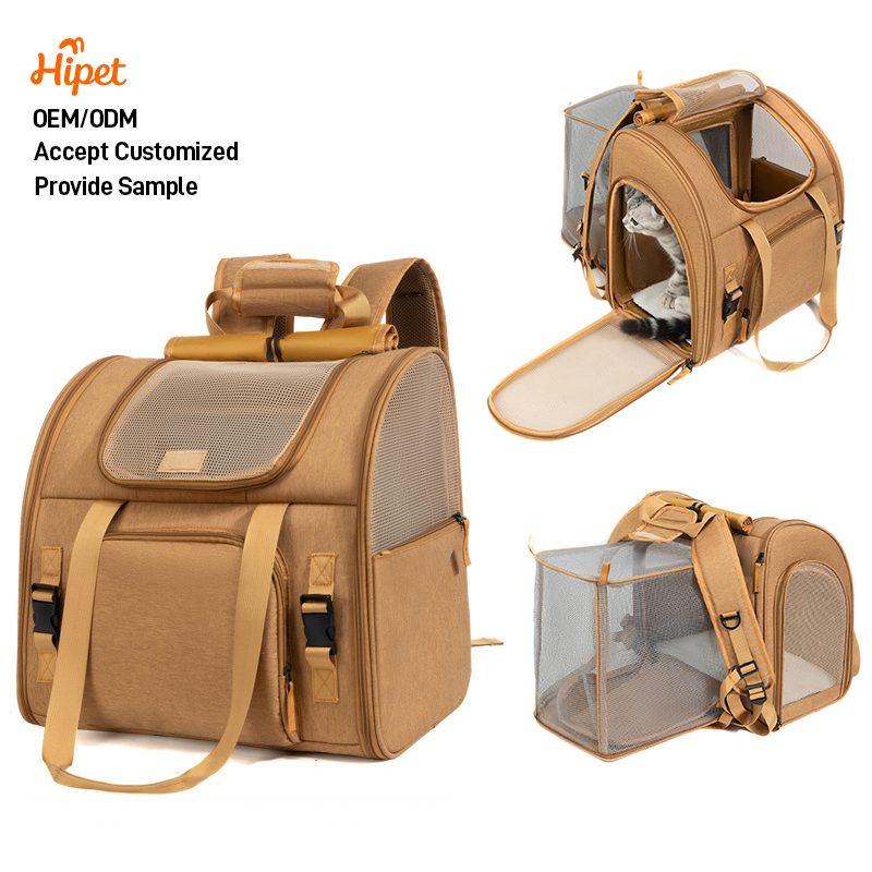 Pet backpack with front expanding mesh compartment · NH-059