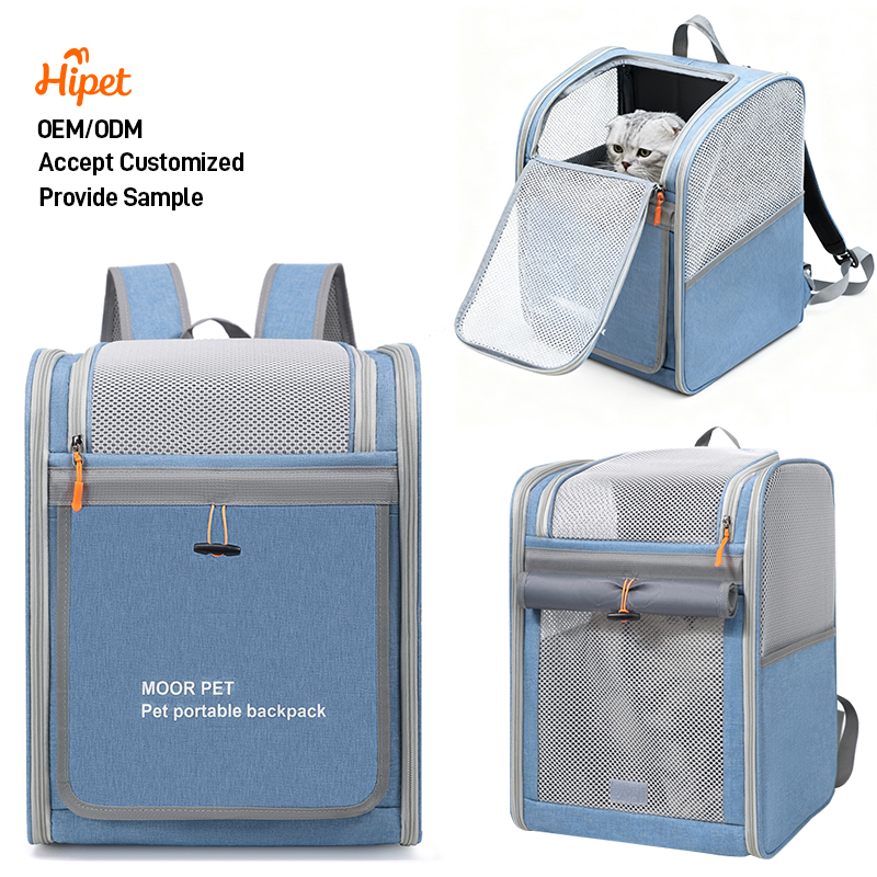 Box pet backpack with roll-up front screen · NH-057