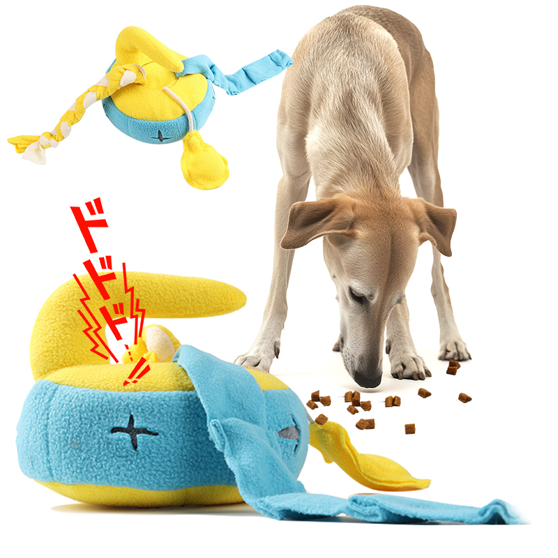 Fabric duck foraging toy with pull-out strip · NH-018