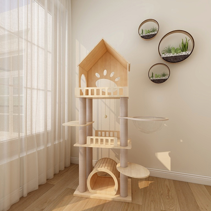 Roofed slatted cat house with balcony · NH-091