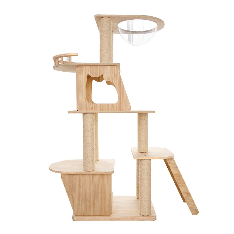 Cat-face-entry panel cave with clear bowl perch · NH-087