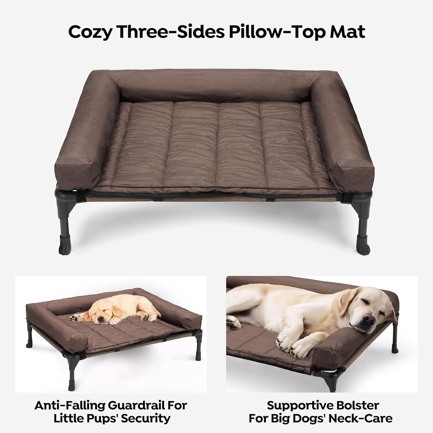 Elevated four-leg pet cot with bolsters · NH-044