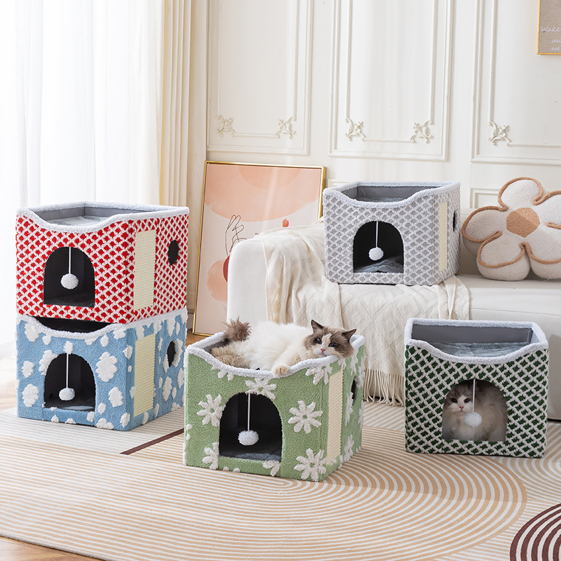 Box pet house with upper resting pad · NH-039
