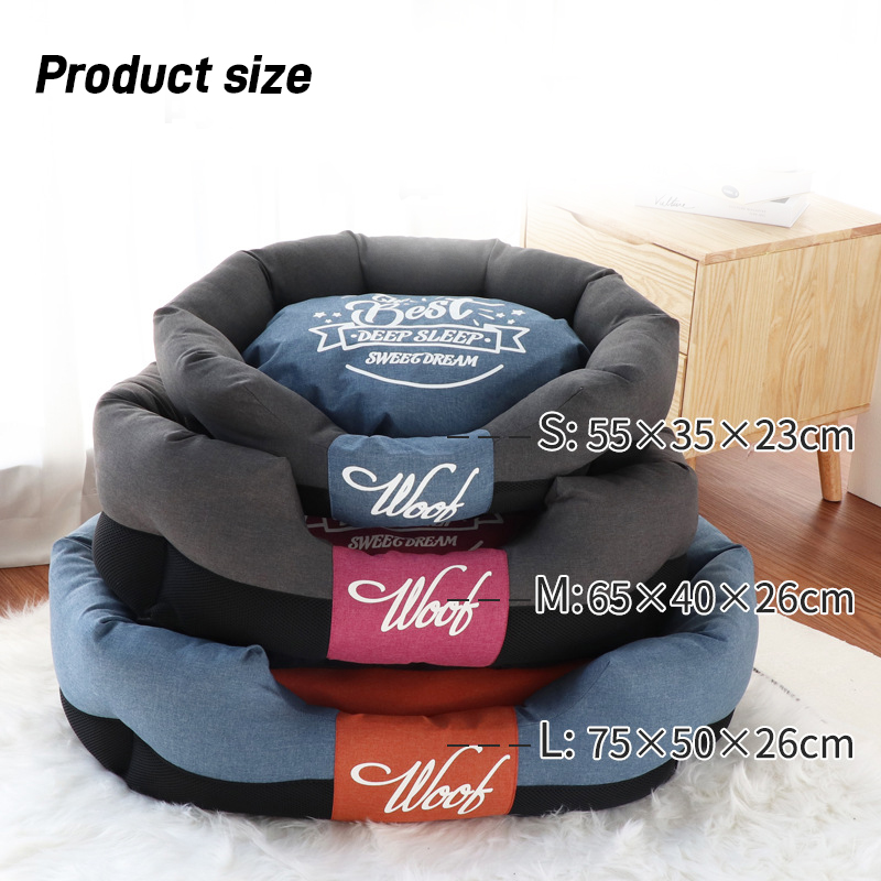 Thick-bolster pet bed with notched front · NH-037