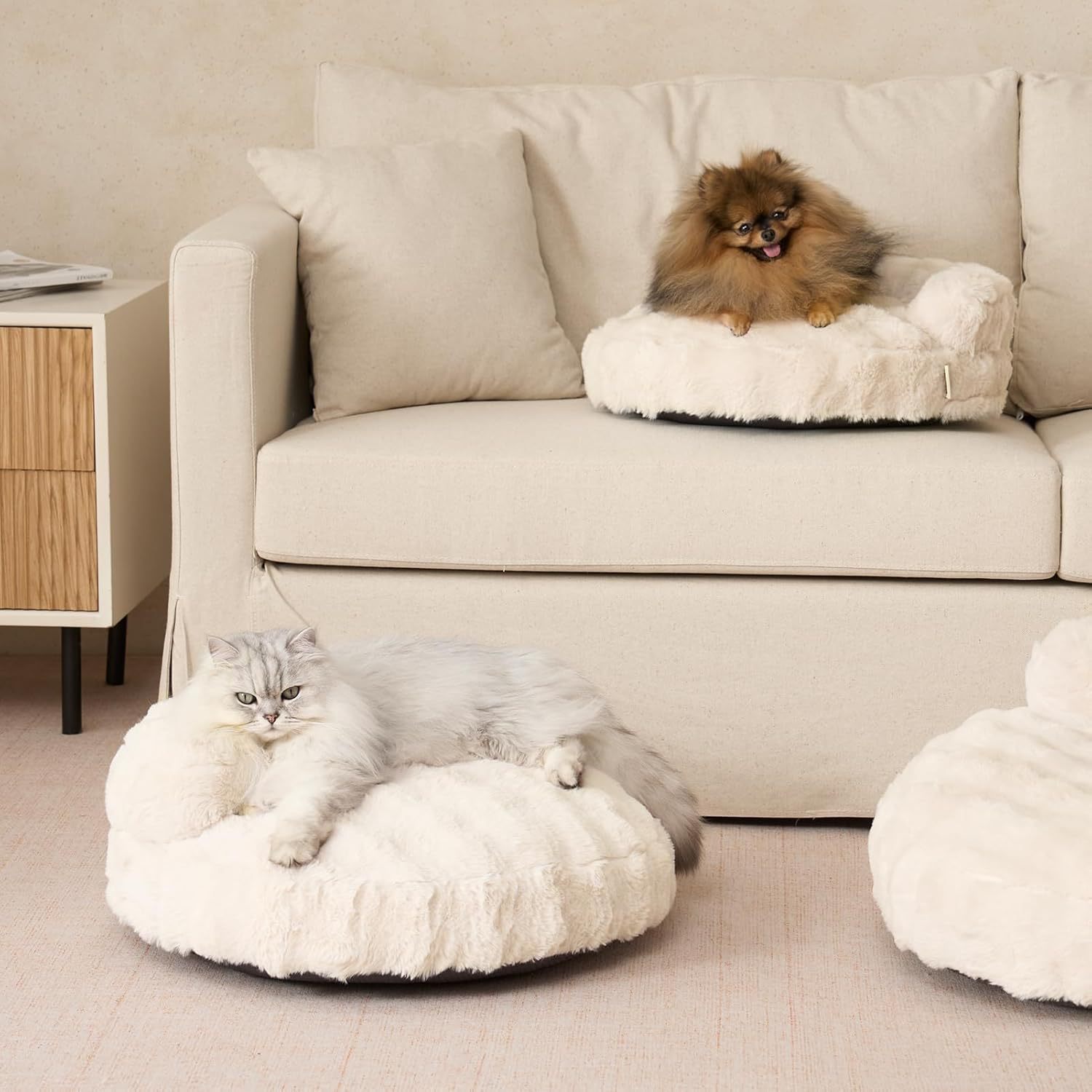 Round plush bolster pet bed · NH-034