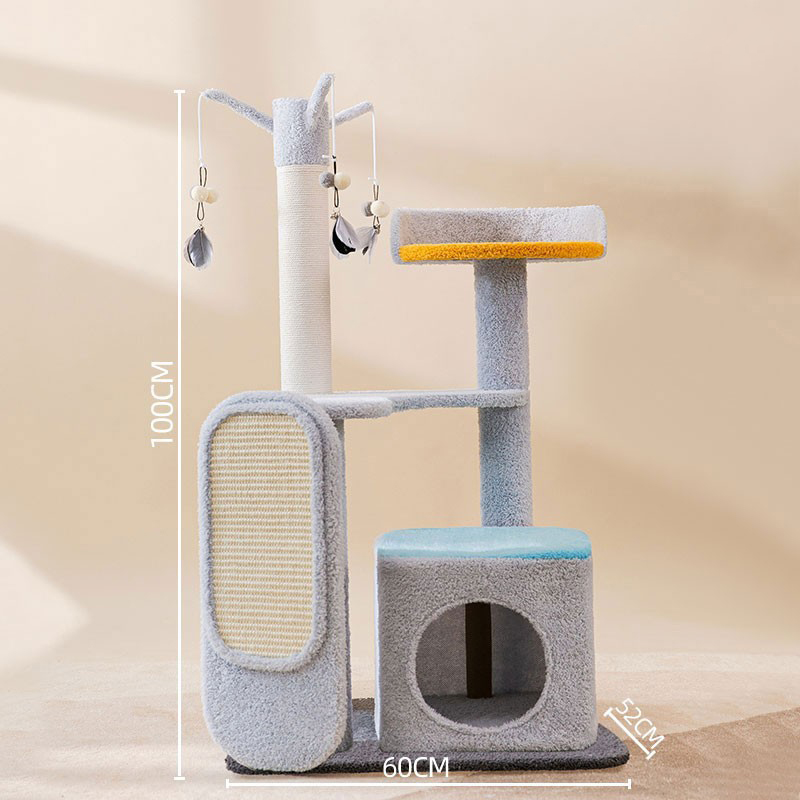 Compact box-cave tower with upright side scratch panel · NH-085