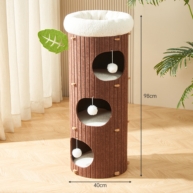 Three-opening cylindrical cat cave tower · NH-076