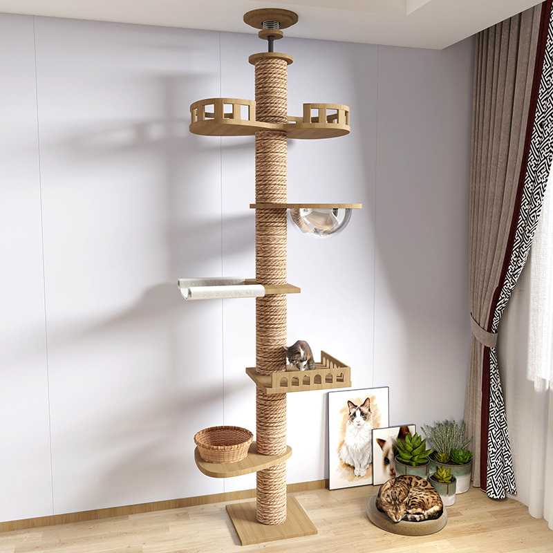Floor-to-ceiling cat post with guardrail perches · NH-065