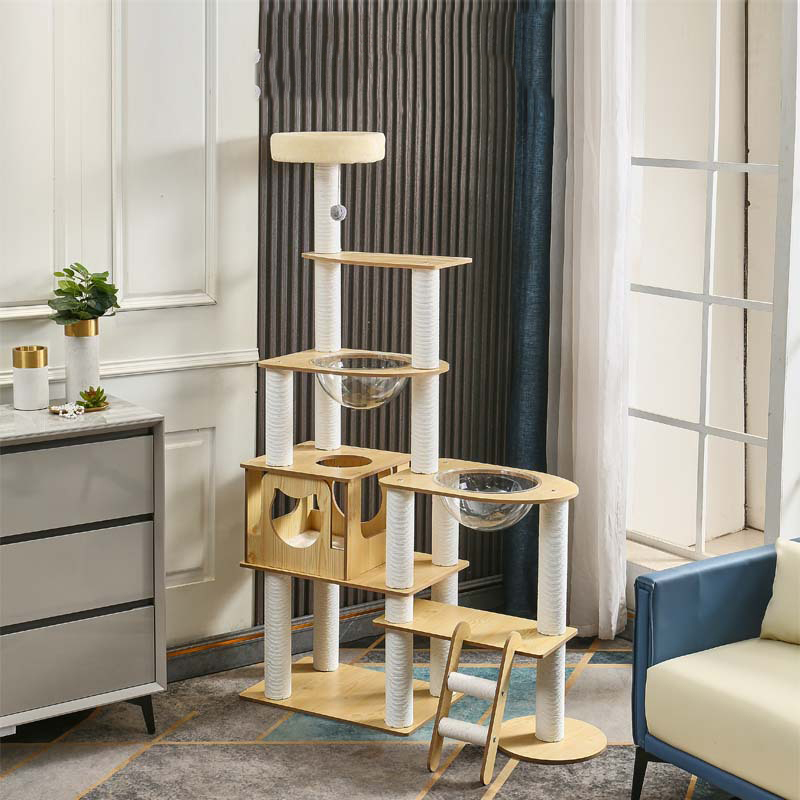 Multi-level cat tower with steps and bowl beds · NH-062