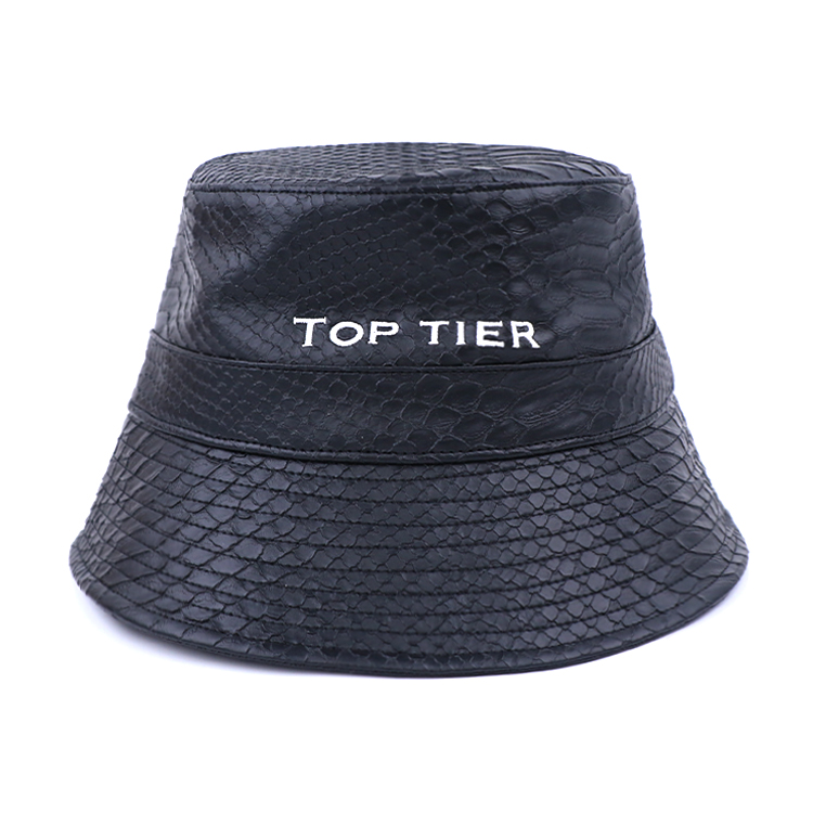 Scale-embossed narrow-brim bucket hat · FS-091