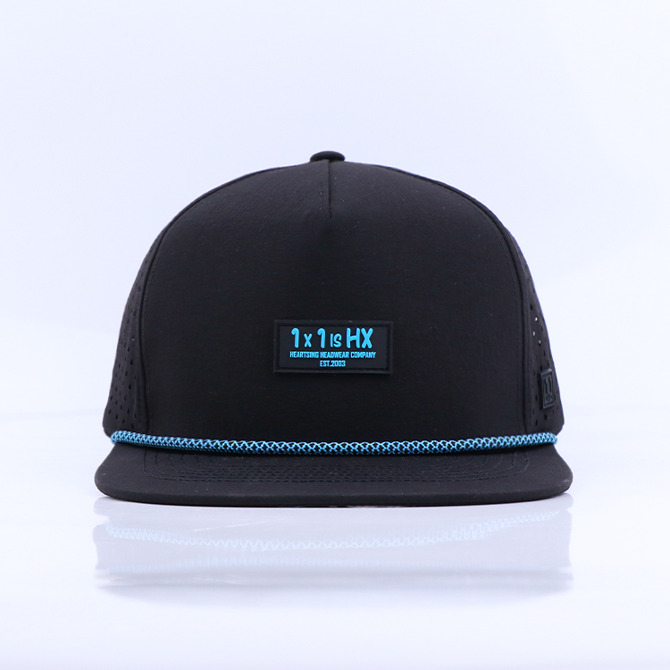 Five-panel flat-brim cap with front rope · FS-086