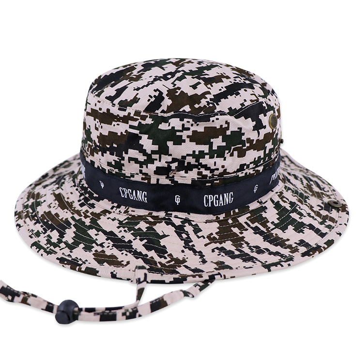 Reversible wide-brim boonie hat with chin cord · FS-093