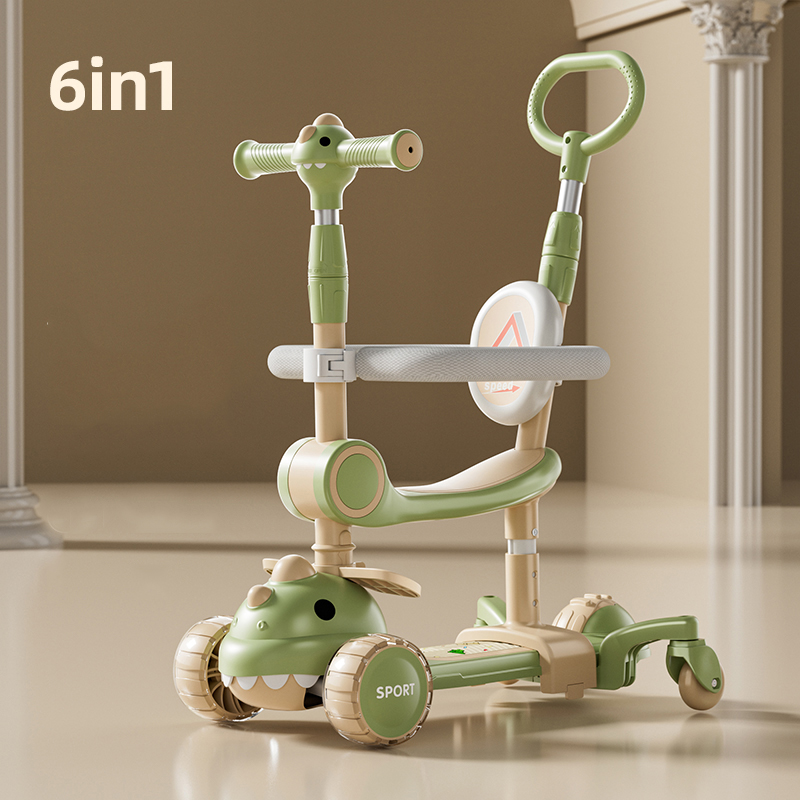 Dinosaur-style convertible scooter with push handle · PX-022