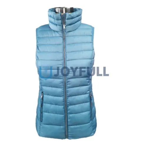 Long quilted vest with stand collar · FS-032