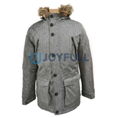 Long hooded padded jacket with large buttons · FS-075