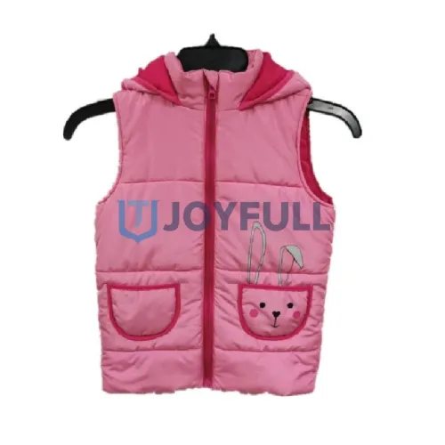 Children’s hooded vest with curved patch pockets · FS-069