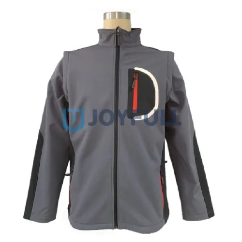 Stand-collar softshell jacket with curved chest pocket frame · FS-052